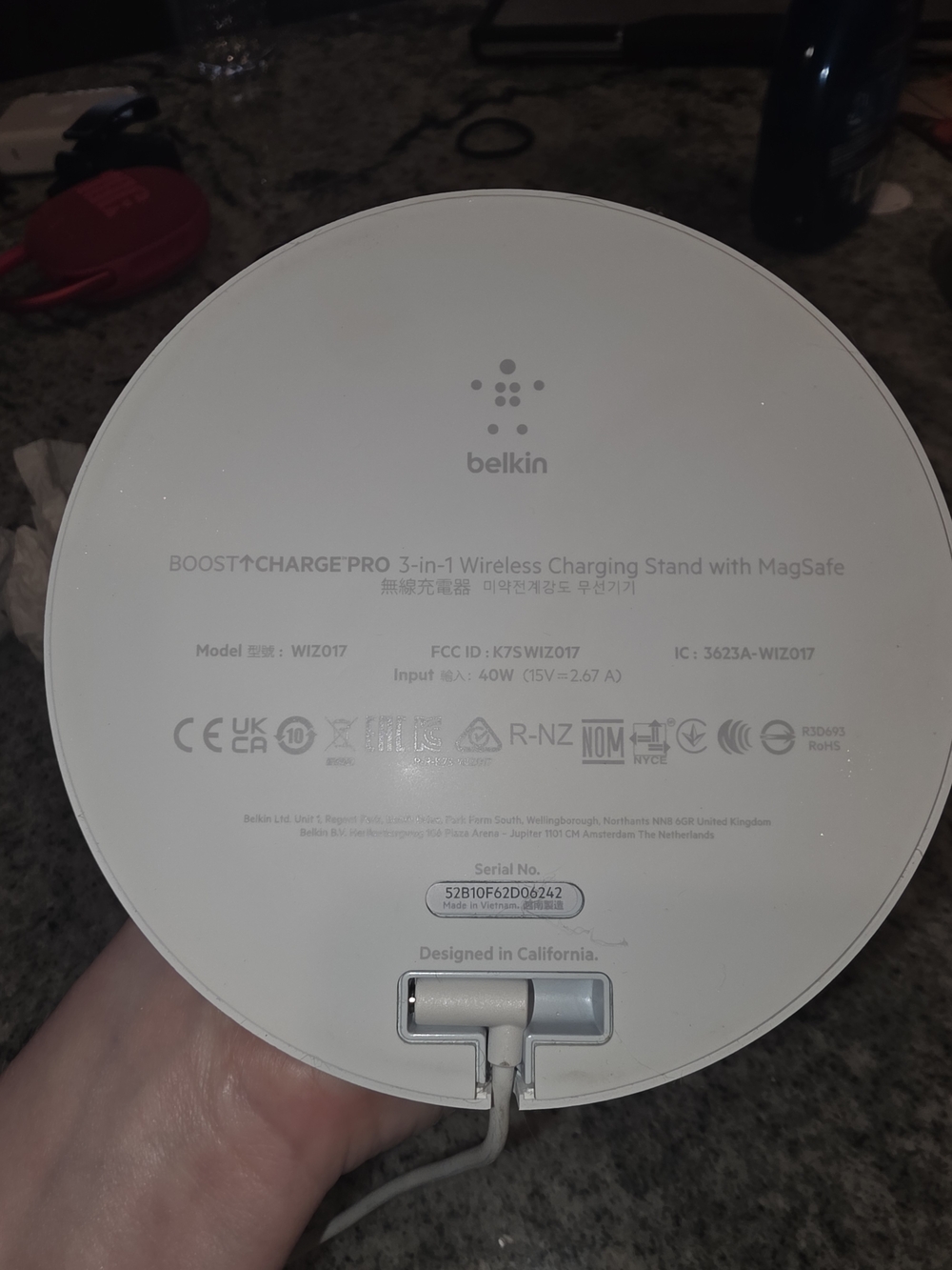 belkin White 3-in-1 Wireless Charging Stand (MagSafe Compatible) - Picture 2 of 2